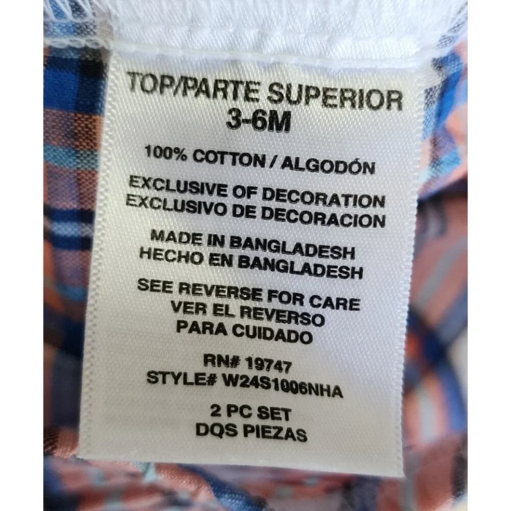 NEW Wrangler Plaid Pearl Snap Western One‎ Piece Baby Toddler Size 6 Months